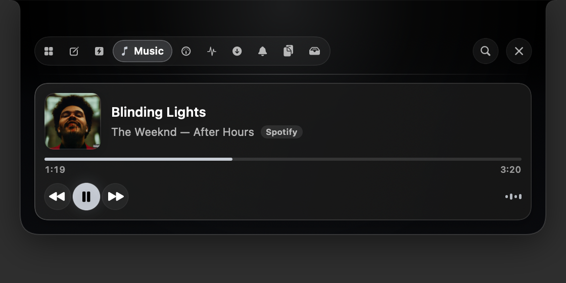 The real Bondex Notch Spotify player with playback controls