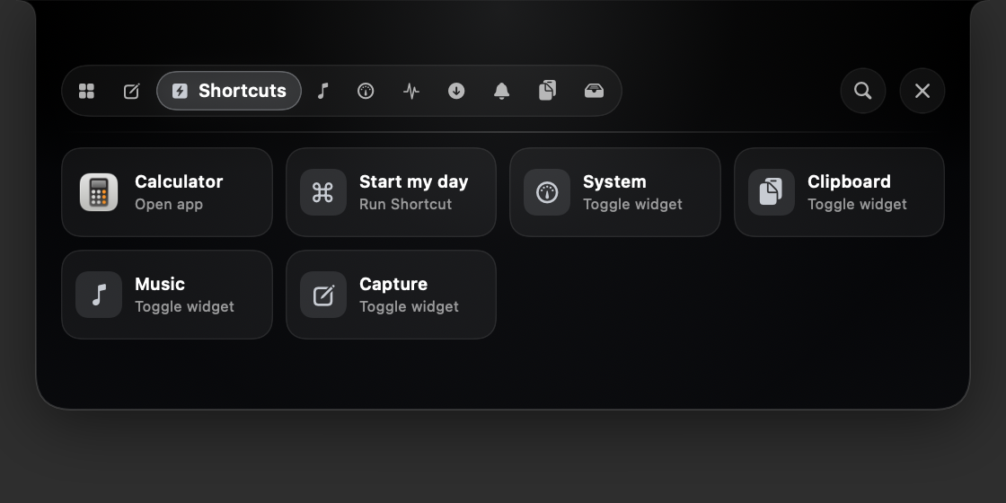 The real Bondex Notch Shortcuts grid